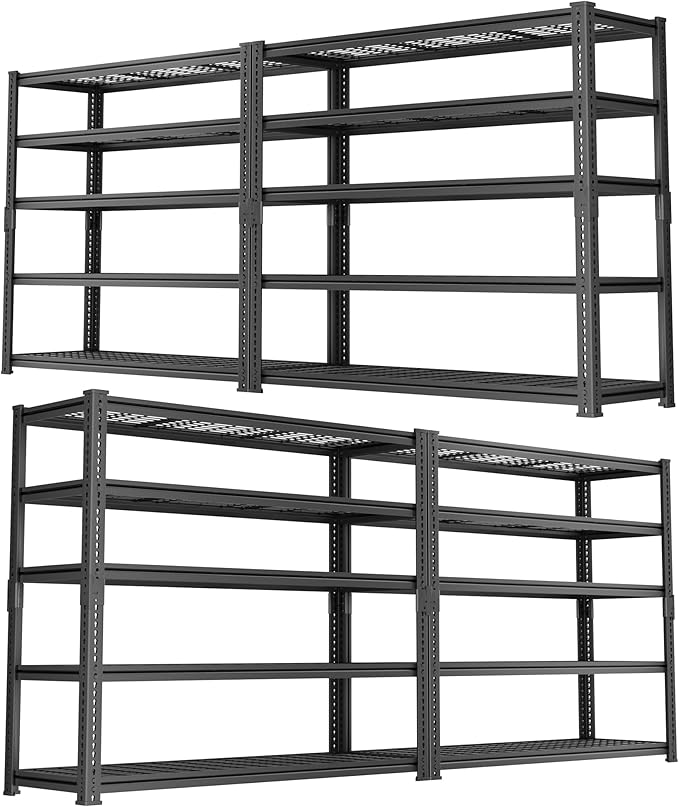 Storage Shelves Heavy Duty, 4 PCS 48" L x 18" W x 72" H Garage Wire Shelving Unit Loads 2800LBS, 5-tier Adjustable Metal Industrial Utility Shelf Rack for Kitchen, Laundry Room, Warehouse, Basement