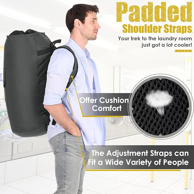 Laundry Backpack Bag, 115L Extra Large Laundry Bags with straps, Heavy Duty Laundry Bag Backpack, Portable Dirty Clothes Bag for College Dorm, Apartment, Laundromat, College Laundry Bag
