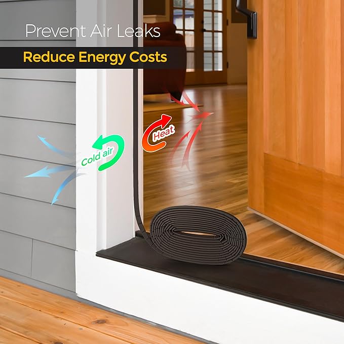 Weather Stripping Door Seal Strip - Soundproof Q-Shaped Foam for Exterior Door Frame, Large Gap Seal, Noise Cancelling, Easy to Install (Brown, 40FT)