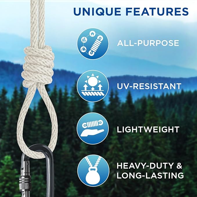 TECEUM 500lb Cotton Rope 3/16” (5 mm) – 100 FT – Strong All-Purpose Braided Rope – Natural Cotton – for Crafting, Сamping, Clothes Line, DIY, Indoor & Outdoor Use – Natural