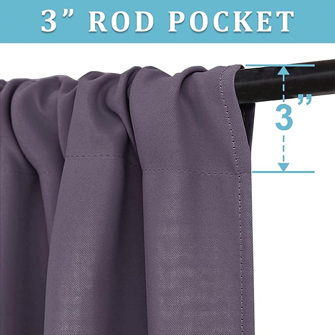 RYB HOME Blackout Curtains for Bedroom - Thermal Insulating Privacy Window Curtains for Kids Nursey Dining Bathroom Home Office Decor, Width 42 x Length 45 inches, Greyish Purple, 2 Panels