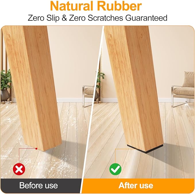 CHUNZEXI Non Slip Furniture Pads - 12 Premium Furniture Grippers Self Adhesive Rubber Furniture Feet, Anti Slide Furniture Hardwood Floor Protector for Keep Couch Stoppers (3 inch Square)
