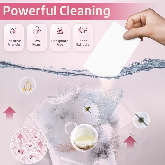 Poesie Laundry Detergent Sheet Berry Burst Scent 160 Sheets No Plastic Jugs No Messy Liquid Powder Camping Travel RV Trip Laundry Cleaning Sheet for Hand Wash Machine Wash
