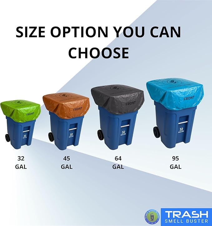 Outdoor Trash Can Cover Odor Eliminating Bag with Elastic Band Lemon Scented Durable 64 Gallon 3 Pack