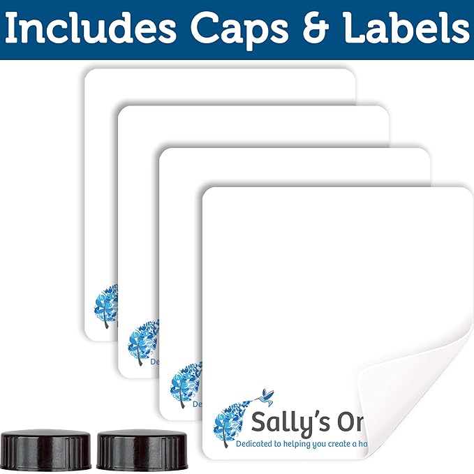 Sally's Organics Empty Amber Glass Spray Bottles - 2 Pack - Large 16oz Refillable Bottle for is Great for Essential Oils, Plants, Cleaning Solutions, Hair - Durable Nozzle - Fine Mist/Stream Setting