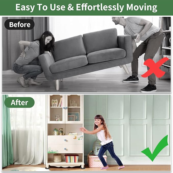 Ezprotekt 2.5" Square Felt Furniture Movers Sliders for Hardwood Floors, 24 Pcs Reusable Felt Furniture Moving Pads for Sofa Table Bed Desk Couch Cabinet - Move Items Easily and Quickly (Beige)