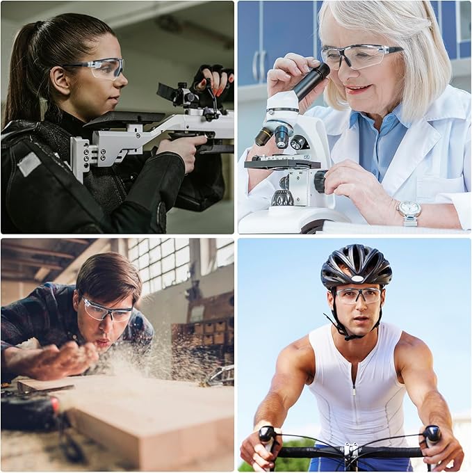 TICONN Anti-Fog Safety Glasses for Men and Women, ANSI Z87.1 Scratch Proof Eye Goggles with Adjustable Arms and UV Protection