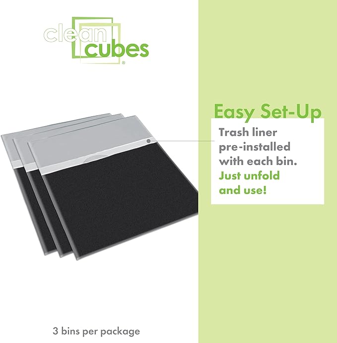 13 Gallon Disposable Trash Cans (6-Pack) with Fitted Trash Bags - Reusable Garbage and Recycling Bins for Parties, Events, and More (Black- 17" Height x 13.5" Width x 10" Depth)