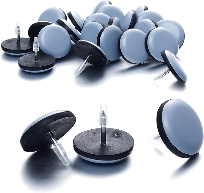 1" Nail on Furniture Sliders (24 Pack) - Furnigear Heavy Duty PTFE (Teflon) Chair Sliders Glides Wooden Furniture Movers Move Your Furniture Easily & Safety - Best Chair Leg Floor Protectors