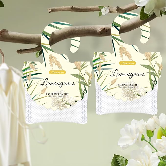 15 Packs Lemongrass Scented Sachets Bag for Drawers and Closets, Air Freshener for Home Fragrance Sachet, Long-Lasting Hanging Closet Deodorizer Smell Goods for House