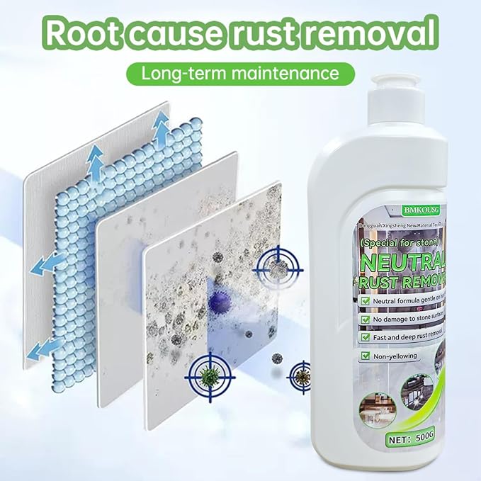 500ml Rust Stain Remover Neutral Metal Cleaner Marble Rust Remover - Powerful and Effective in Removing Rust and Stains From Marble, Granite, Tile, and Metal