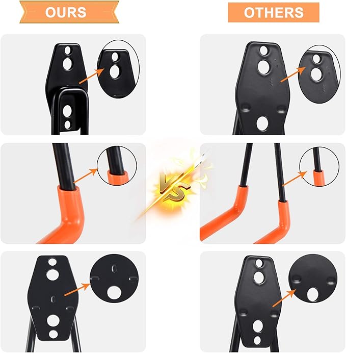 AOBEN Garage Hooks Heavy Duty, Steel Garage Storage Hooks, Utility Tool Hangers and Broom and Mop Holder Wall Mounted for Organizing Cleaning Tools, Mops, Garden Tools (S, 10 Pack)