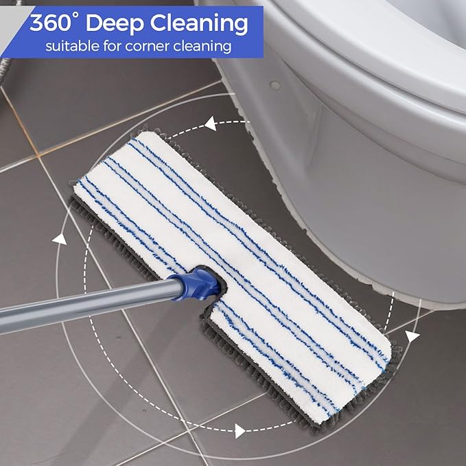 MASTERTOP Microfiber Dust Mop,Double-Sided Flat Mops for Hardwood Floors with 4 Reusable Mop Pads, Floor Mops with Stainless Steel Handle and Extension, Cleaner for Hardwood, Vinyl, Laminate, Tile