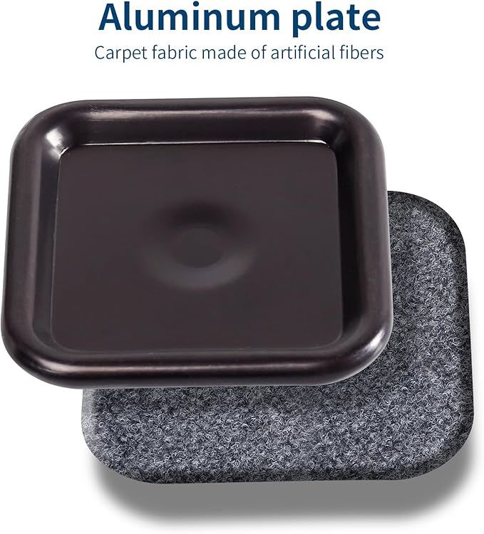 Ezprotekt 2 1/2" Square Reusable Felt Furniture Caster Cups with Carpet Bottom, 16 Pcs Felt Furniture Sliders Floor Protectors Pads to Protect Hardwood, Tile or Floors from Scratches (Brown/Gray)
