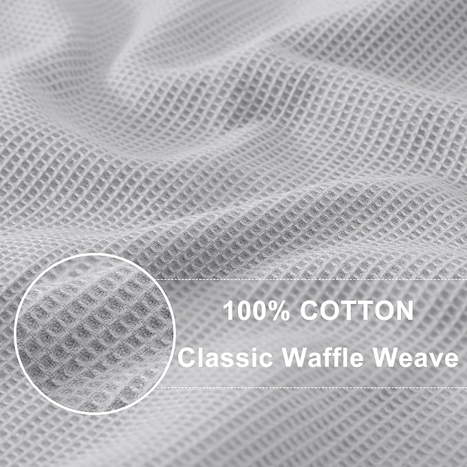 Homaxy 100% Cotton Waffle Weave Kitchen Towels - 4 Pack Soft and Absorbent Dish Towels - 16 x 26 Inches Quick Dry Hand Towels - Light Grey