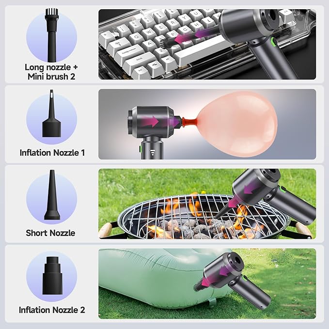 Car Vacuum Portable Cordless, Small Handheld Vacuum Cleaner with 24000PA High Power Suction, Mini Vacuum Cordless Rechargeable with One-Touch Empty, 10-in-1 Hand Vac for Car Home Office Dust