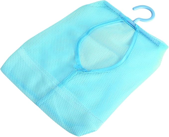 Clothespin Bag, Multi Purpose Hanging Mesh Storage Bag Clothespin Bag with Hanger for Socks Stockings Bra Underwear Bathroom(Blue)