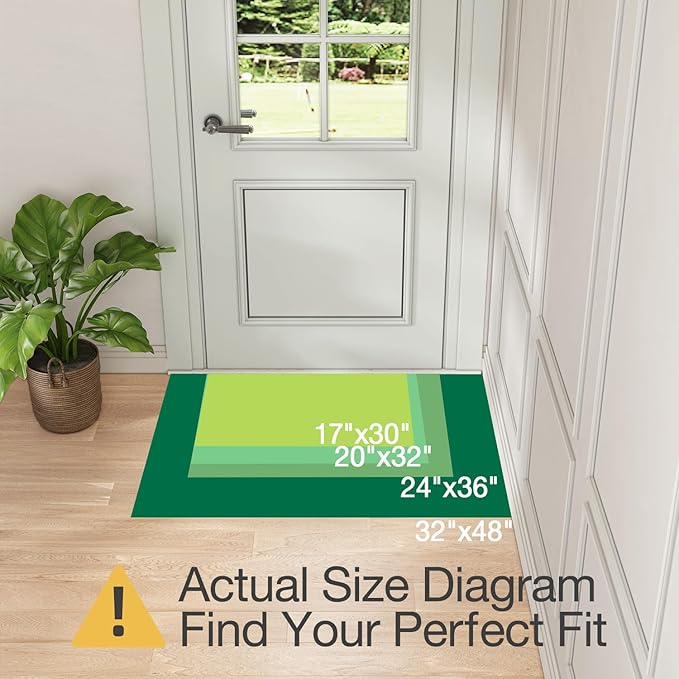 LUMI Ultra Thin Door Mat for Entryway, 32"x48" Low Profile Non Slip Rubber Backing Indoor Doormat, Easy Clean Welcome Entrance Mat for Inside House, Patio, Khaki