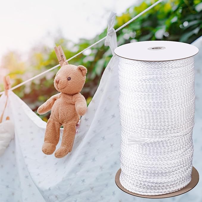 1/4 Inch White Polyester Rope - 500 Foot White Low Stretch Polyester Rope for Hiking, Kayaking, Tarps, Camping