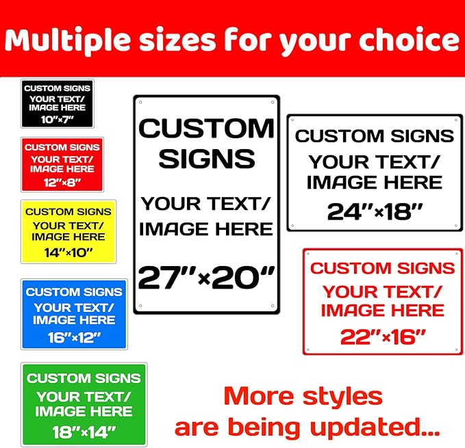 Aluminum Weatherproof Metal Sign - Multiple Sizes Custom Personalized Text and Picture, Traffic Regulation Horizontal Street, Hazard, Garden, Door, Customised Business