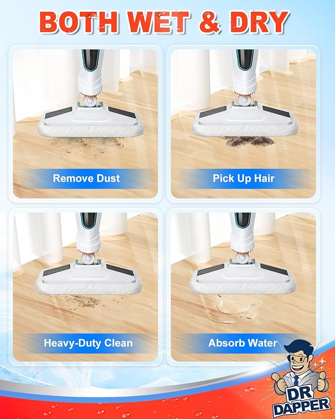 DR DAPPER 4 Pack SMP01 Steam Mop Pads Compatible with Kenmore SM2060 S200 Series, Steam-Mop Reusable Washable Floor Mop Pad for Hardwood Floor Steam Cleaner