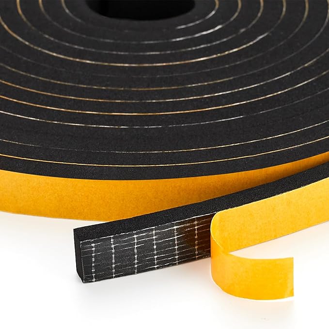 10 Feet Weather Stripping Door Seal, 4" Wide X 1/4" Thick Door Seal Strip High Density Foam Tape Adhesive Strip for Door Soundproofing,Window Insulation (4" x 1/16" x 10FT, Black)