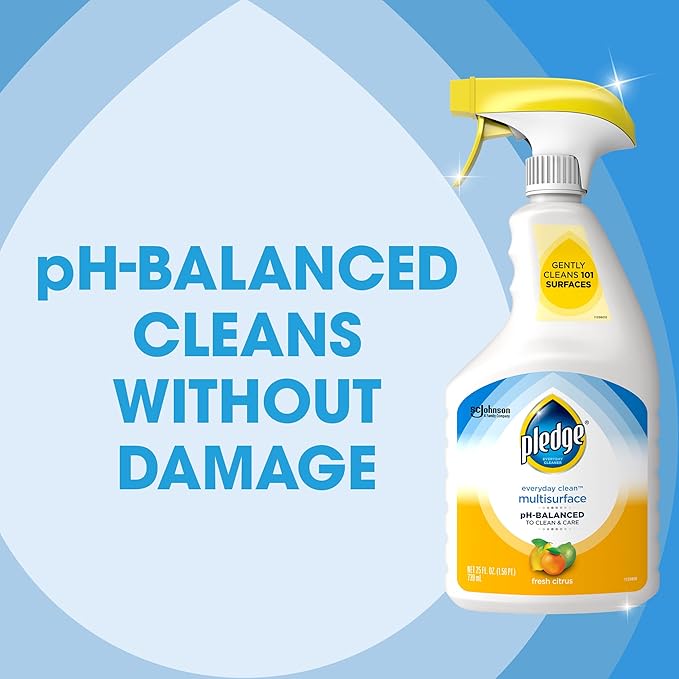 Pledge pH-Balanced Multisurface Cleaner Spray for Everyday Care, Fresh Citrus Scent, 25oz