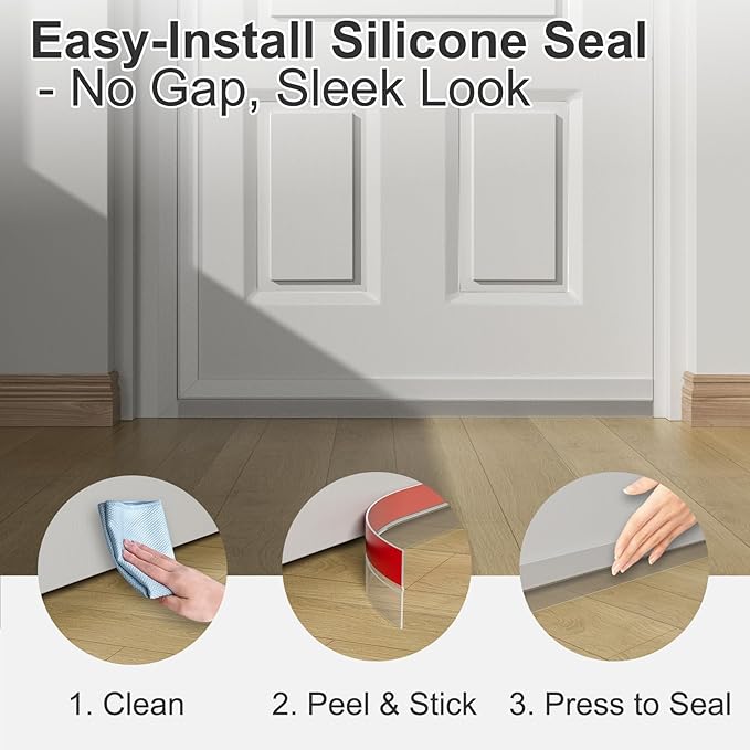 Heavy-Duty 20 ft x 3 in Weather Stripping, Extra Thick 2mm Door Draft Stopper Silicone Seal Strip for House and Glass Shower Doors for Collision and Side Gaps of Door and Windows, Clear
