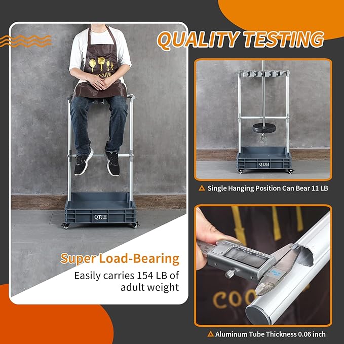 Broom mop holder cleaning supplies organizer janitorial carts on wheels housekeeping station storage tools for garage, garden, closet, cabinet.