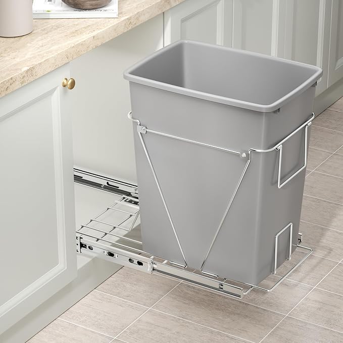 35 Quart Plastic Trash Can, Under Canbinet Waste Bin, 9-Gallons Slim Trash Can for Kitchen Bedroom Office Bathroom Under Sink Grey (4-Pack)