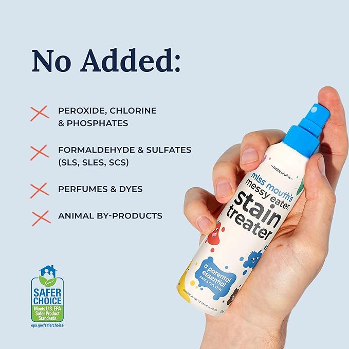 Miss Mouth's Messy Eater Stain Treater Spray - 4oz 3 Pack Stain Remover - Newborn & Baby Essentials - No Dry Cleaning Food, Grease, Coffee Off Laundry, Underwear, Fabric