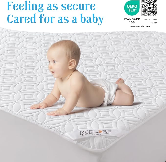 BEDLORE Waterproof Mattress Protector, Twin Size Mattress Pad with Deep Pocket 6"-15" Depth, Soft Breathable Single Bed Mattress Cover for Bedroom, Dorm Room (White)