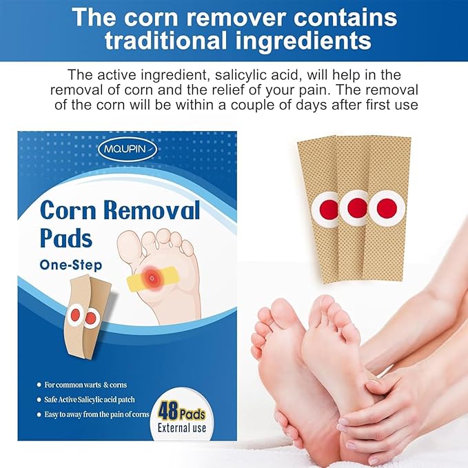 48 Count Corn Removal Pads for Feet and Toe, Corn Feet Remover for Extra Strength, Callous Remover