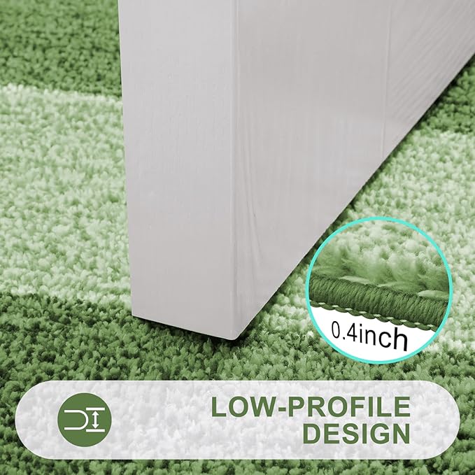 Kitinjoy Indoor Outdoor Door Mat, 48x30 Non-Slip Absorbent Dirt Trapper, Low-Profile Washable Inside Entrance Front Floor Mat, Sturdy Soft Entry Doormats for Entryway, Green