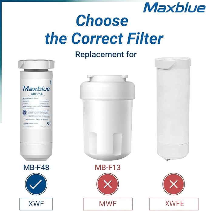 Maxblue XWF Replacement for GE® XWF, WR17X30702, NSF Certified Refrigerator Water Filter, 3 Filters (Not XWFE®)