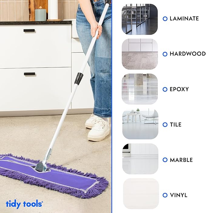 48 Inch Purple Commercial Dust Mop & Floor Sweeper with Extendable Handle – Mop for Hardwood, Tile, and Concrete Floor Cleaning