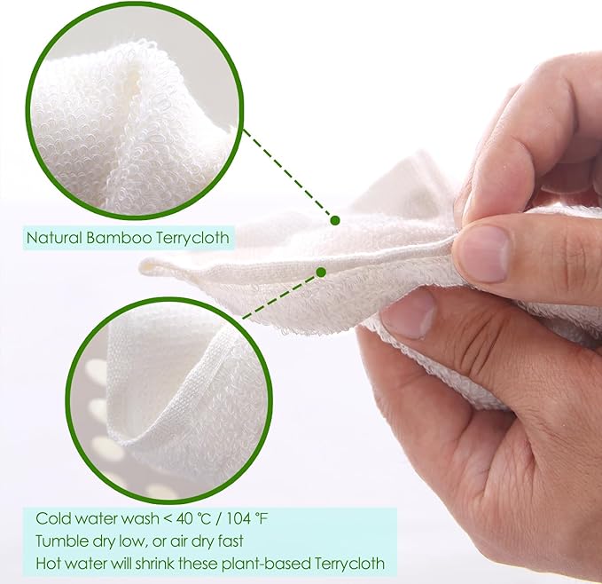 JEFFSUN Dish Cloths 12 Pack, 10x14 inch White Reusable Kitchen Washcloths, Plant Based Rayon, Soft & Scratch Free, Quick Dry, Odor Resistant