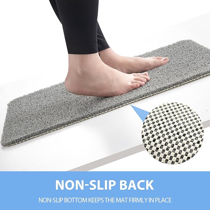 Non Slip Shower Mat, Anti Slip Bath Mat, Quick Drying Bath Tub Mats, Foot Scrubber Mat, Anti Slip Mat for Tub, Floor, Bathroom, Home, Kitchen, Hotel (Grey 24”x24”)