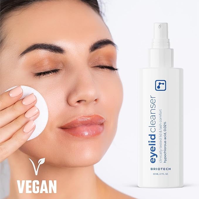 BRIOTECH Eyelid Cleanser, Hypochlorous Acid Spray, Lid & Eyelash Cleanser, Soothe Sensitivities, Calm Redness & Bumps, Support Against Irritation, Vegan, Travel Size 2 Fl oz (2 Pack)