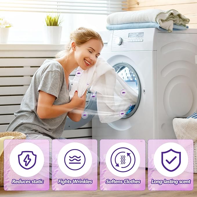 600 Count Dryer Sheets Fabric Softener Fresh Scent Dryer Sheets Bulk Naturally Softens and Removes Static Cling, Ideal for Large Households, Sensitive Skin(Lavender Scent)