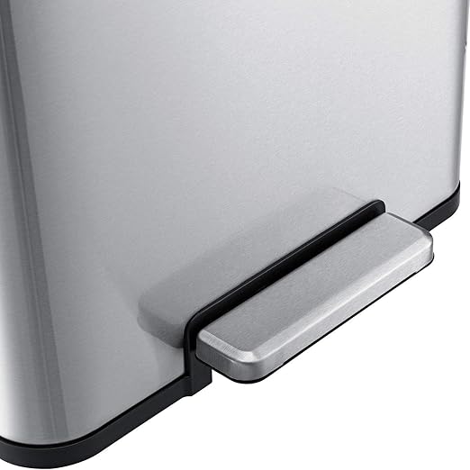 Global Industrial 12 Gallon Stainless Steel Trash Can, Rectangular Step-On