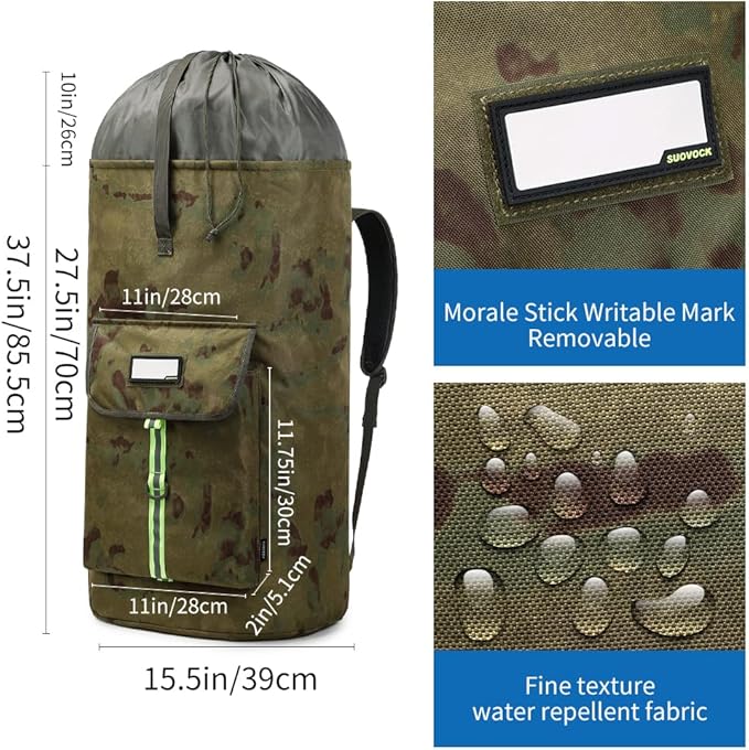 laundry bag backpack,extra-large heavy duty laundry bags,laundry backpack for college students,drawstring closure (Ruins camouflage laundry bag backpack)