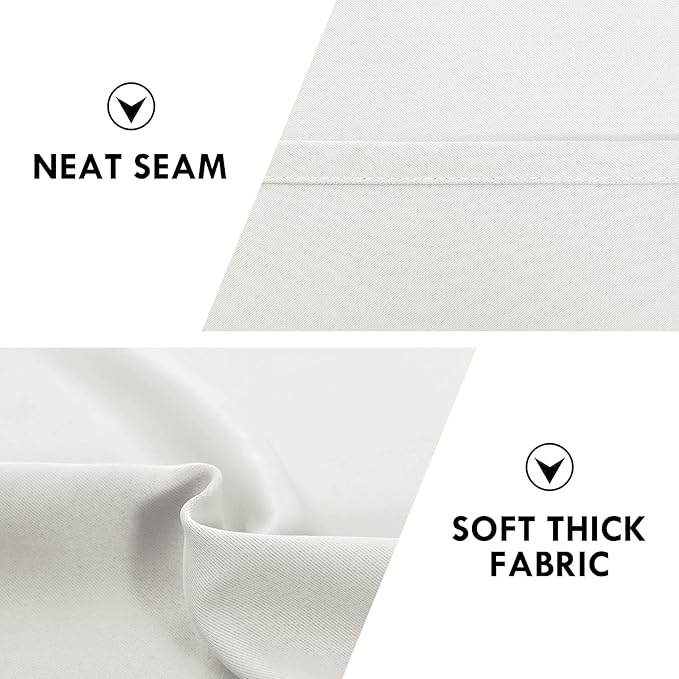 DWCN Blackout Curtains Thermal Insulated, Energy Saving & Noise Reducing Bedroom and Living Room Curtains, Ivory, W 52x L 45 Inch, Set of 2 Rod Pocket Curtain Panels