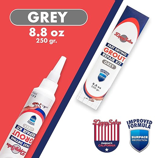 Tile Grout, Repair Kit,Restore & Renew Tile Joints Line, Fast Drying Grout Paint Squeeze Tube for Bathroom Shower Kitchen Floor, Waterproof (8.8 oz) (Grey)