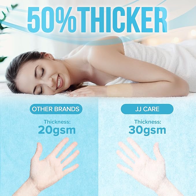 JJ CARE Disposable Massage Table Sheets - 50 Sheets [31.5" x 328 feet, 1 Roll] - 50% Thicker Perforated Massage Bed Cover, Non-Woven Disposable Roll for Massage Table for Waxing, Facial, Tattoo, & Spa