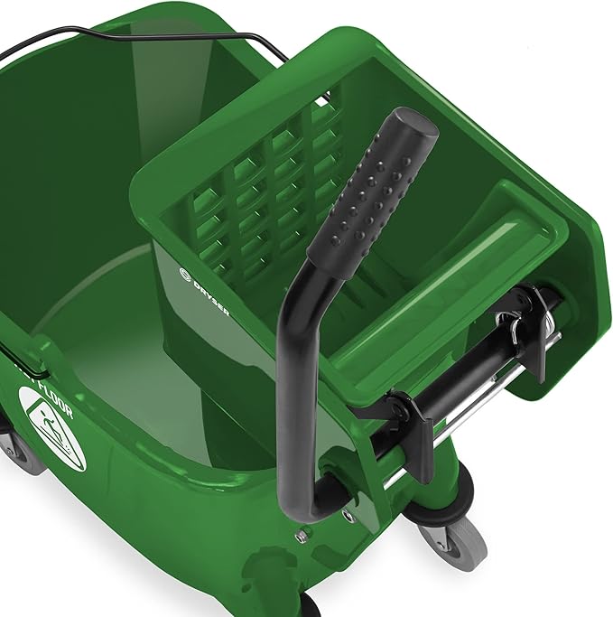 Dryser Commercial Side Press Wringer Combo Mop Bucket, 33 Quart, Green