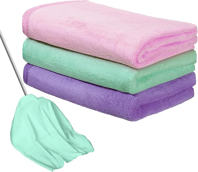 Newwiee 3 Pcs Extra Large Microfiber Cleaning Cloth 30" x 20" Washable Reusable Microfiber Towel Streak Free Lint Free Cloth for Cleaning Home Glass Office Window Bathrooms (Pastel Colors)