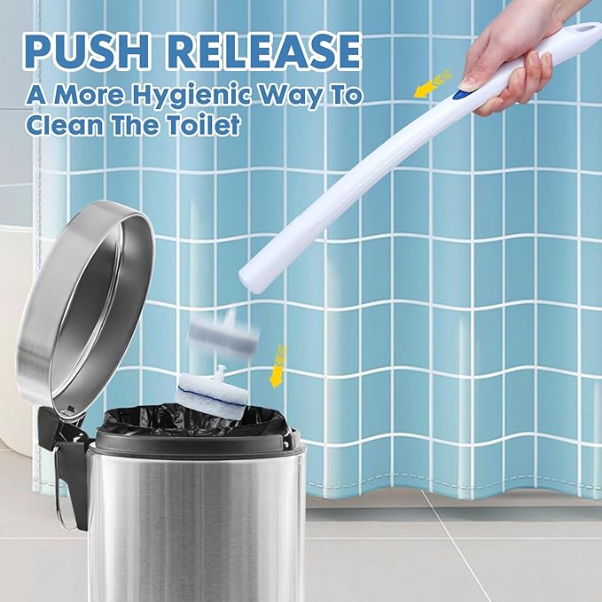 COBETE Disposable Toilet Brush Wand Kit with 56 Refills, Efficient Deep Scrubbing Toilet Bowl Cleaner Wand for Bathroom Toilet Cleaning