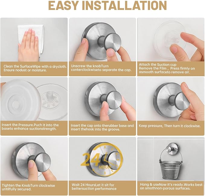 4 Pcs Suction Cup Hooks，No-Drill Suction Cup Hooks， Removable Hook，Towel Hook，Suction Hook for Shower,Bathroom, Bedroom, Glass Window