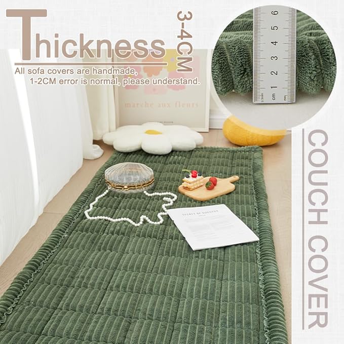 Couch Cover for Dogs Washable, Fuzzy Pet Couch Covers for 3 Cushion Sofa Pet Friendly, Non Slip Sofa Cover (Green, 27.6" x 70.9"/70 x 180cm)